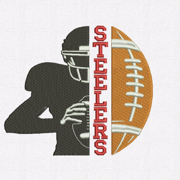 Medio jugador de fútbol americano Steelers -Machine Embroidery Design - 5 tamaños- Descarga instantánea