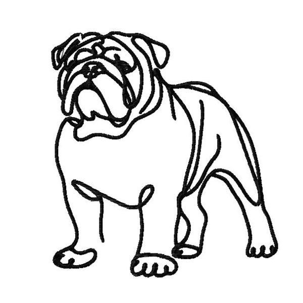Bulldog Outline- Machine Embroidery Design - Dogs Line Art - Sketch Embroidery Designs - 6 sizes- Instant Download