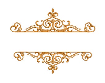 Cornice con caratteri a volute, disegno per ricamo a macchina, volute di monogramma, ornamento - vignetta - bordo - volute - volute - download immediato