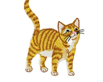 Orange Tabby Cat-  Machine Embroidery Design, 5 sizes, Instant Download