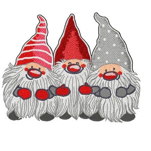 Christmas Gnomes -  Machine Embroidery Design - Santa Gnome - Christmas Embroidery Designs- 4 Sizes- Instant Download