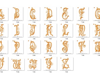 Victorian Alphabet Machine Embroidery Design- Antique Monogram Letter Embroidery Designs , 4x4 , 5x7 Sizes, Instant Download