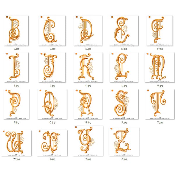 Victorian Alphabet Machine Embroidery Design- Antique Monogram Letter Embroidery Designs , 4x4 , 5x7 Tailles, Téléchargement instantané