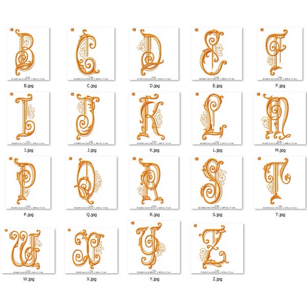Victorian Alphabet Machine Embroidery Design- Antique Monogram Letter Embroidery Designs , 4x4 , 5x7 Sizes, Instant Download