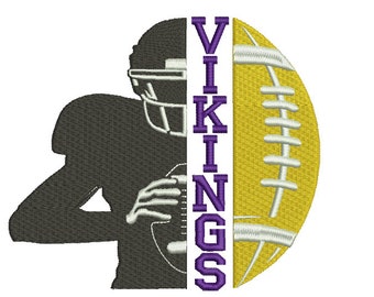 Vikings football half player -Machine Embroidery Design - 5 sizes- Instant Download