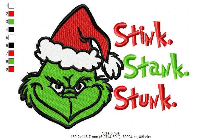 Grinch - Machine Embroidery Design - 6 Designs Bundle - Christmas ...