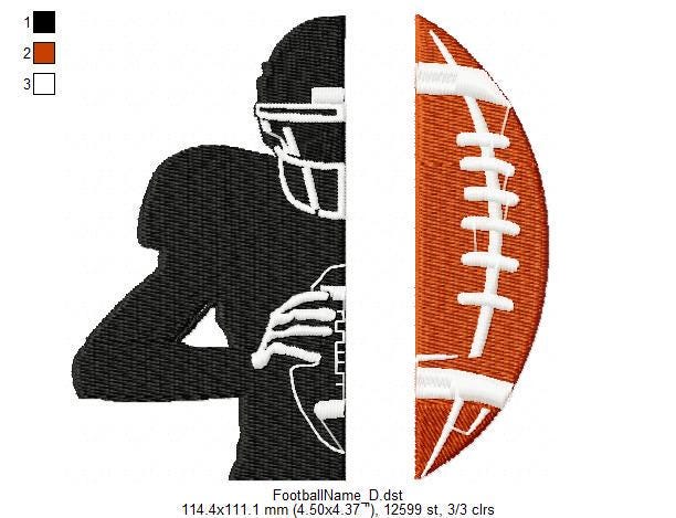 American Football- Split Monogram for Name- Machine Embroidery Design ...