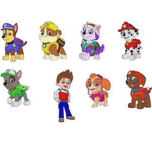 Dogs Embroidery Design- Set of 8 Characters-  Crew of Search and Rescue Dogs Embroidery File, Instant Download - 4 sizes