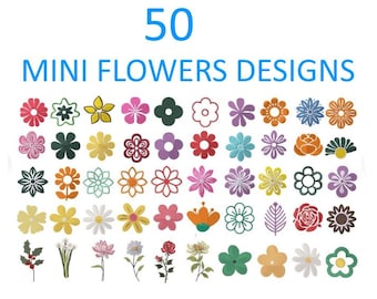Flowers Mini-  50 Machine Embroidery Designs Bundle- 6 Sizes each- Floral Embroidery- Instant Download