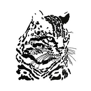 Ocelot Head- Machine Embroidery Design- Wild Cat - Embroidery Designs , 4 Sizes, Instant Download