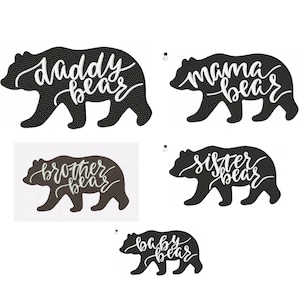 Bear Family- Machine Embroidery Design,  5 Embroidery Designs, Embroidery Patterns, Instant Download