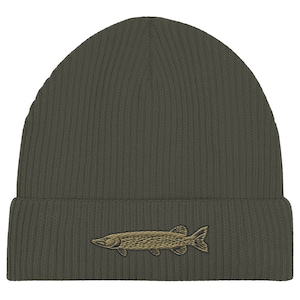 Hecht Fisch Angler Strickmütze Mütze Hecht Angeln Fisch Bestickte Beanie - Organic Fisherman Beanie - Organic Fisherman Beanie