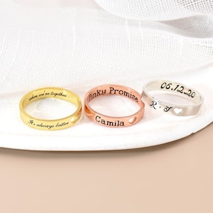 Custom Inside Outside Engraved Ring, Inspiration Ring, Personalized Name Ring, Custom Message Ring, Wedding Day Gift, Date Coordinate Ring