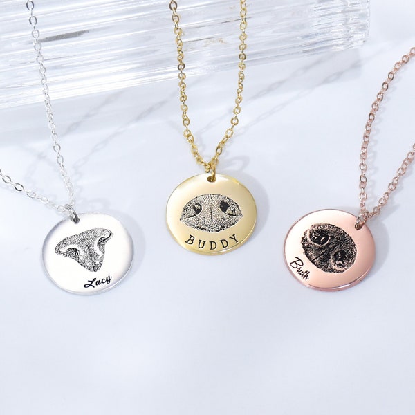 Werkelijke hond neus print ketting, Memorial huisdier ketting, gegraveerde hond neus print, huisdier Memorial sieraden, hond ketting, huisdier minnaar cadeau, huisdier verlies