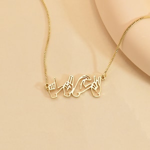 Personalized Name Necklace in Sign Language, ASL Necklace Name Necklace, ASL FingerSpelling, Hand Gestures Necklace for Mom, Gifts for Her