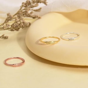 Custom Name Ring,Stackable Name Ring,Dainty Name Ring,Custom Minimalist Ring,Engraved Name Ring,Stacking ring,Gift For Mom Ring,Mother Gift