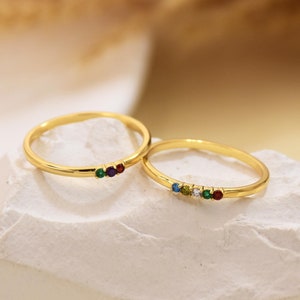 Family Birthstone Rings,Dainty Birthstone Ring,Stackable Ring,Custom Birthstone Ring,Gift for Mom,Christmas Gift for Her,2,3,4,5 Stones Ring