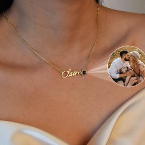Custom Photo Projection Necklace with name, Personalized Photo Necklace, Personalized Name Necklace, Memorial Photo Necklace, Christmas Gift