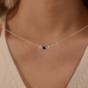 Custom Birthstone Necklace, Tiny Diamond Necklace, Gold Necklace, Anniversary Family Gift for Mom, Bridesmaid Gifts, Birthday Gift for Her