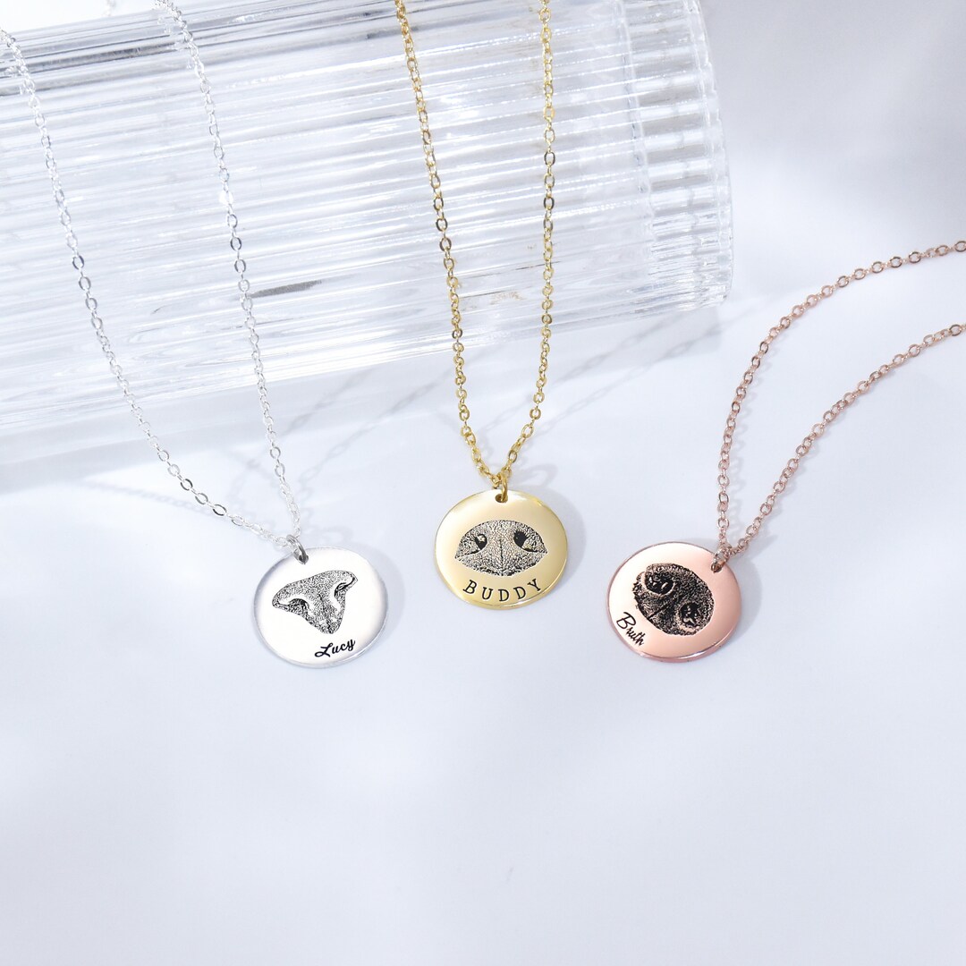 Actual Dog Nose Print Necklace Memorial Pet Necklace Etsy