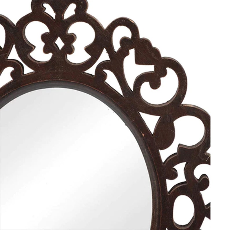 Wooden Oval Mirror Frame 18 X 14 Inch Carved Wall Decor Etsy
