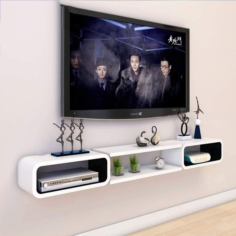 handmade Floating TV Stand Set top Box Unit Painted Wall image 1