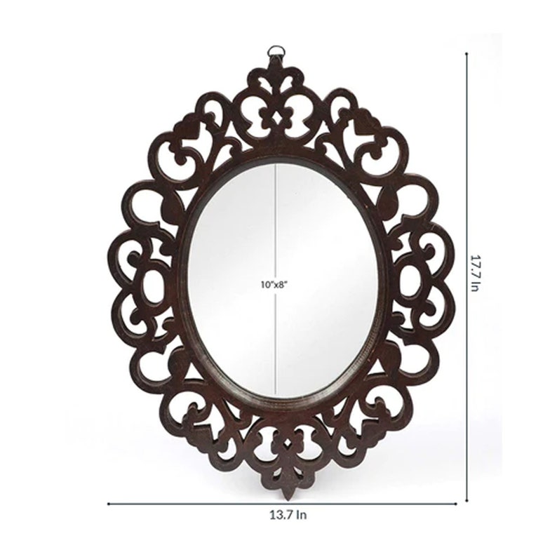 Wooden Oval Mirror Frame 18 X 14 Inch Carved Wall Decor Etsy
