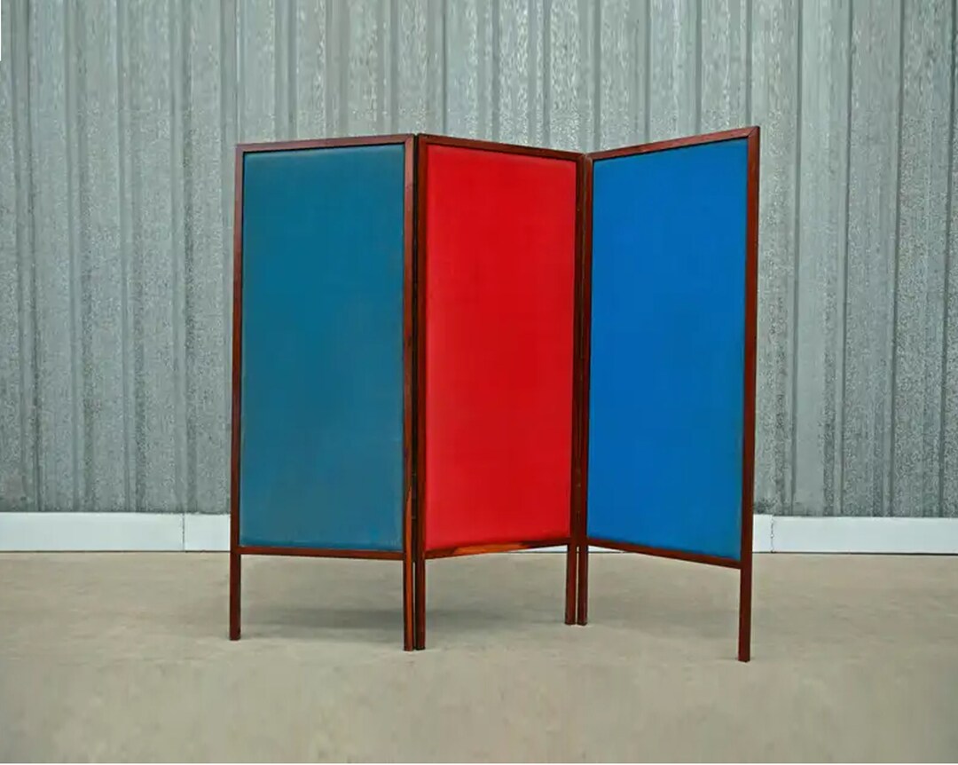 Antique Room Divider With Color Wood Panels Handmade Wooden Etsy