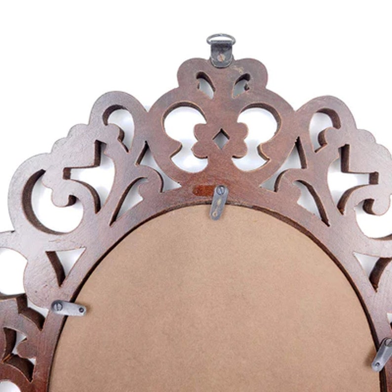 Wooden Oval Mirror Frame 18 X 14 Inch Carved Wall Decor Etsy