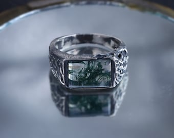 Green Moss Agate Ring, 925 Solid Sterling Silver Handmade Ring For Men's, Promise Ring For Men, Gift For Him