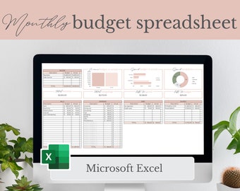 Monthly Budget Spreadsheet Excel Template, Budget Planner, Financial Planner, Budget Template, Expense Tracker, Savings, Bills, Debt