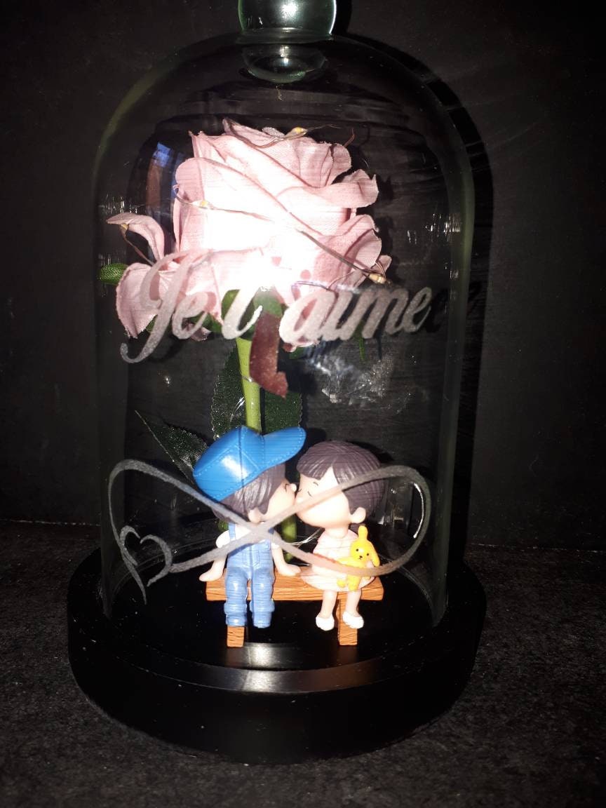 Cloche Lumineuse avec Rose