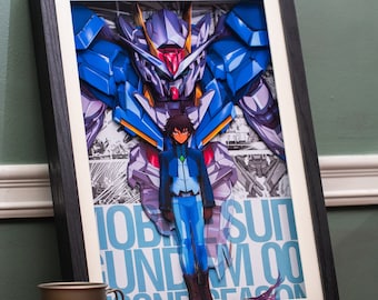 GUNDAM, Gundam Anime Multilayered Frame Art, Japanese Anime Wall Decor, Cool Gift for Anime Lover