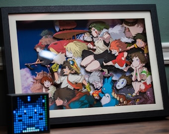 GHIBLI, Studio Ghibli Anime Multilayered Frame Art, Miyasaki Hayao Japanese Anime Wall Decor, Cool Gift for Anime Lover, Spirited Away