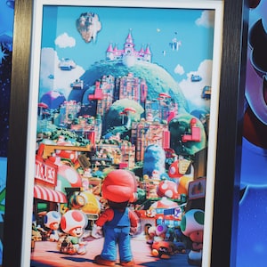 Super Mario 3D Paper Art, Shadow Box Decor, Super Mario Wall Art, The Super Mario Bros, Gift for Him, Game Room Art, 3D Layered Paper Art