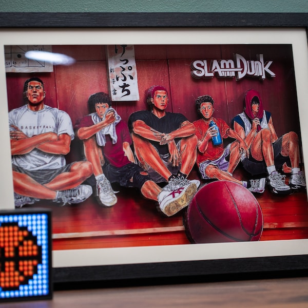 SLAM DUNK, Slam Dunk Anime Multilayered Frame Art, Japanese Anime Wall Decor, Cool Gift for Anime Lover