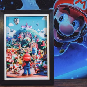Super Mario 3D Paper Art, Shadow Box Decor, Super Mario Wall Art, The Super Mario Bros, Gift for Him, Game Room Art, 3D Layered Paper Art
