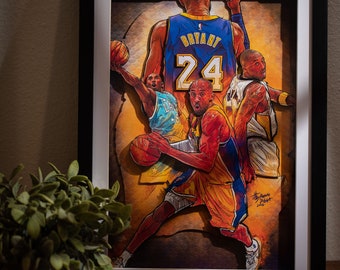 Kobe Bean Bryant Multilayer 3D wall art, 8-layer, NBA Fans, Lakers, basketball star, gift for him, basketball lovers