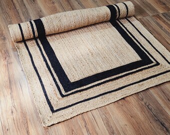 Handwoven Jute Rug, Braided Jute Rug, Custom size rug, Natural Fiber Rug, Bohemian Jute Rug,  Eco Friendly Rug, Handmade Durries Rug