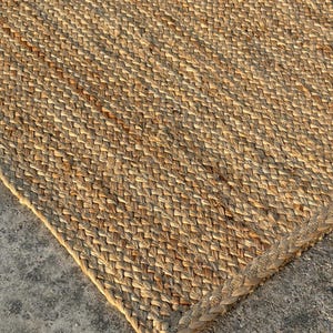 Natural Jute Rug Jute Braided Rug Bohemian Jute Rug Rectangular Jute Rug, Boho Decor Rug, Jute Area Rug, Square Jute rug Custom Size Rug
