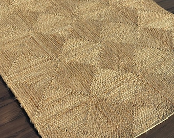 Natural Jute Rug, Jute Braided Rug, Bohemian Jute Rug, Rectangular Jute Rug, Boho Decor Rug, Jute Area Rug, Custom Size Rug, Square Jute rug