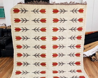 Handmade Kilim Wool jute Rug, Handwoven, Indian Kilim rug, Traditional Wool Jute Rug, Vintage Kilim Rug,  Decorative Rug, 5x7,8x10,9x12 rug