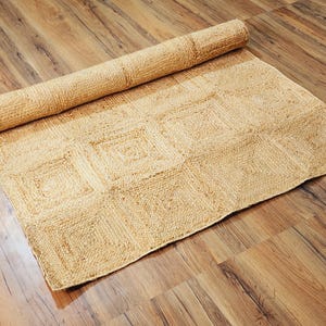 Natural Jute Rug Jute Braided Rug Bohemian Jute Rug Rectangular Jute Rug Boho Decor Rug Jute Area Rug Custom Size Rug Square Jute rug