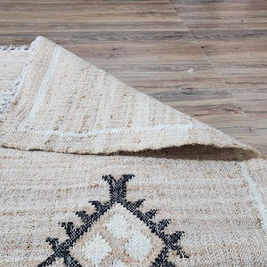 5x7,9x12 Handwoven Flat Leaf White/Beige Rug Kilim Dhurrie Carpet Home Living Decorative Natural Jute Flower Cotton Hemp Rug Large  Area