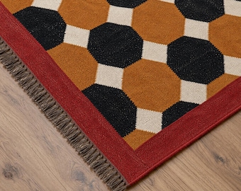 Wool Jute Handmade Navajo Kilim Rug Aztec Rug Accent Rug Outdoor Rug/Indoor Rug, Living Dinning  Kilim Rug, Premium Quality Any Size Rug