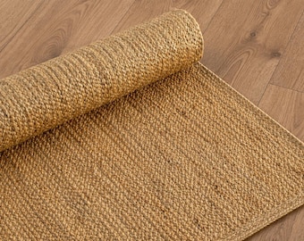 Natural Handmade Jute Rug, Jute Braided Rug, Bohemian Jute Rug, Rectangular Jute Rug, Boho Decor Rug, Jute Area Rug, Custom Size Rug