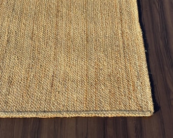 Handwoven Natural Jute Rug, Braided Boho Area Rug,  Bohemian Jute Rug, Rectangular Jute Rug, Boho Decor Rug, Jute Area Rug, Custom Size Rug