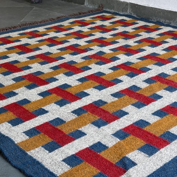 Wool Jute Kilim Rug, Kilim Rug, Handwoven , Traditional Vintage  floor & rugs  Boho Runner Kitchen Rug  Handmade Custom Size Rug 8x10 Rug