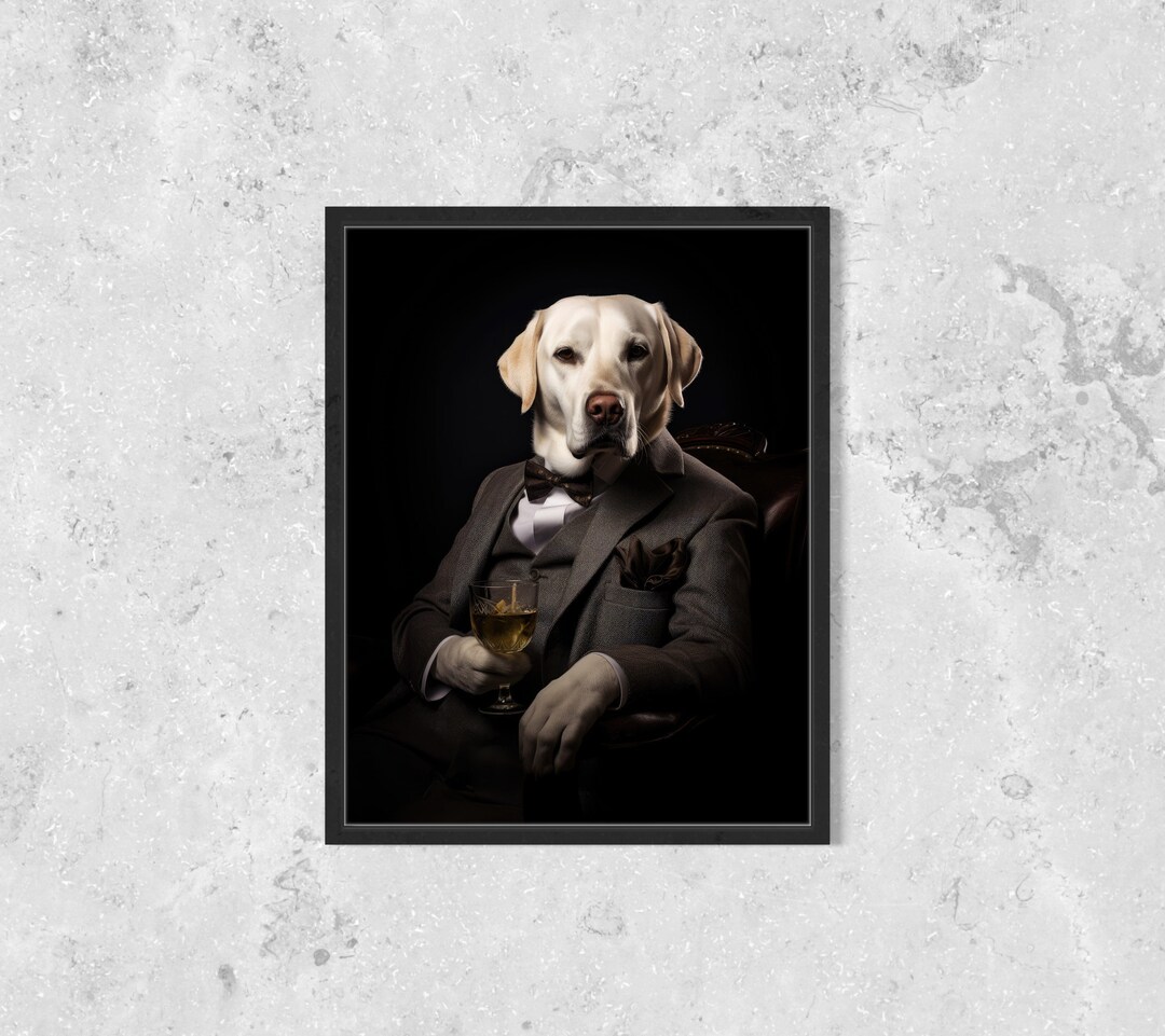 Labrador Dog Portrait Drinking Whiskey, Digital Print Etsy