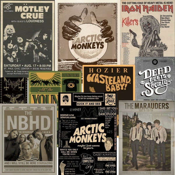 20+ vintage posters, grunge, sprookjes, donkere academische esthetiek